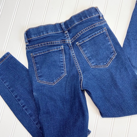 Girls Dark Wash Distressed Jeggings - Picture 5 of 6